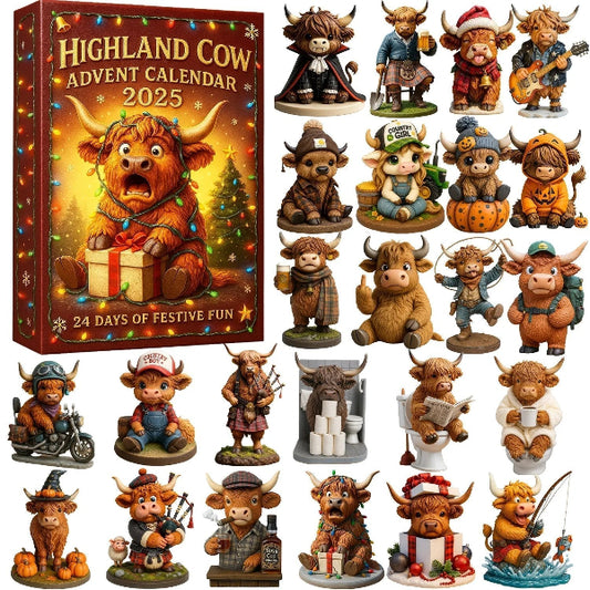 🐮Advent calendar with Highlander 2025🎄✨ - Handmade 3D doll with Highlander (24 parts)