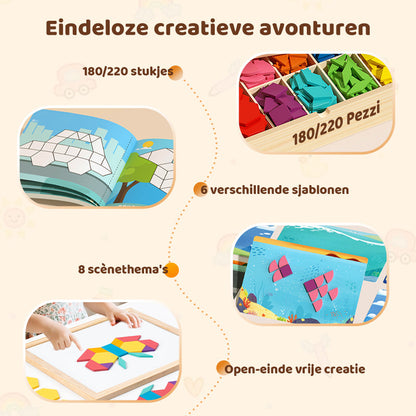 🎁Vroege kerstuitverkoop 50% KORTING🔥Houten magnetische patroonblokkenpuzzel set🧩
