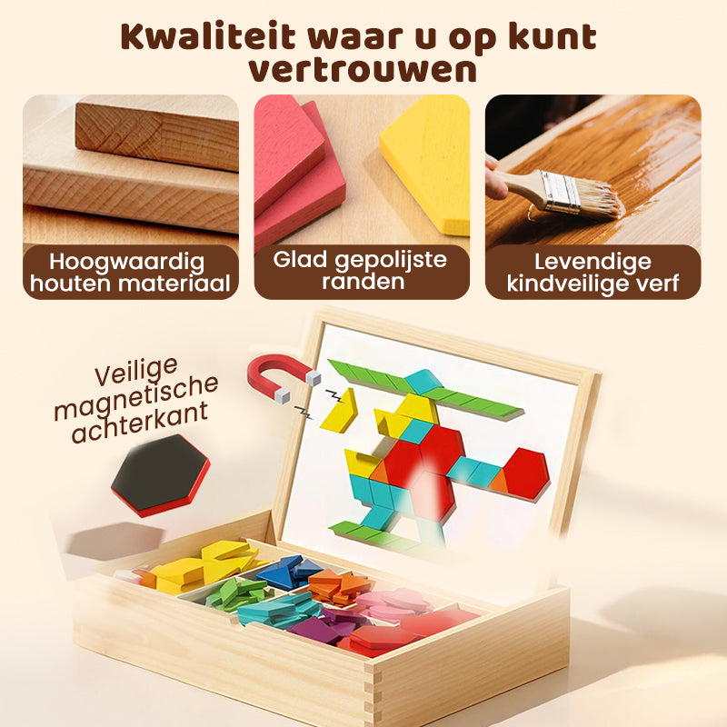 🎁Vroege kerstuitverkoop 50% KORTING🔥Houten magnetische patroonblokkenpuzzel set🧩