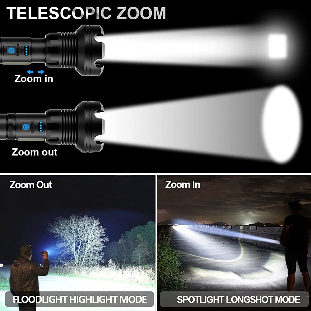 LED Rechargeable Tactical Laser Flashlight 90,000 High Lumen
