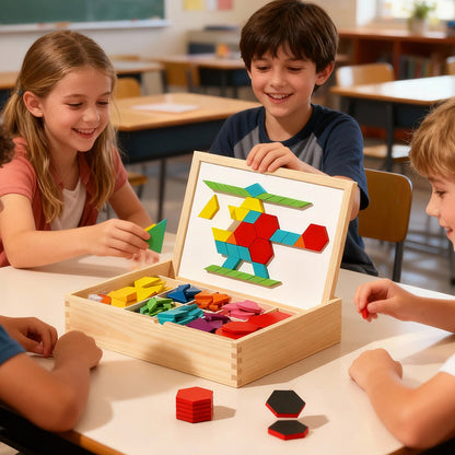 🎁Vroege kerstuitverkoop 50% KORTING🔥Houten magnetische patroonblokkenpuzzel set🧩