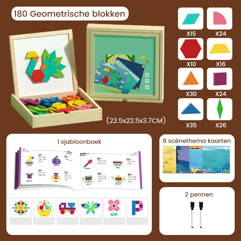 🎁Vroege kerstuitverkoop 50% KORTING🔥Houten magnetische patroonblokkenpuzzel set🧩