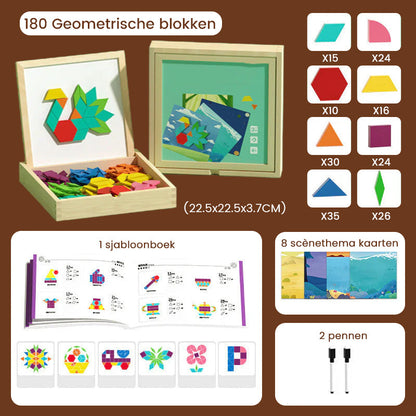 🎁Vroege kerstuitverkoop 50% KORTING🔥Houten magnetische patroonblokkenpuzzel set🧩