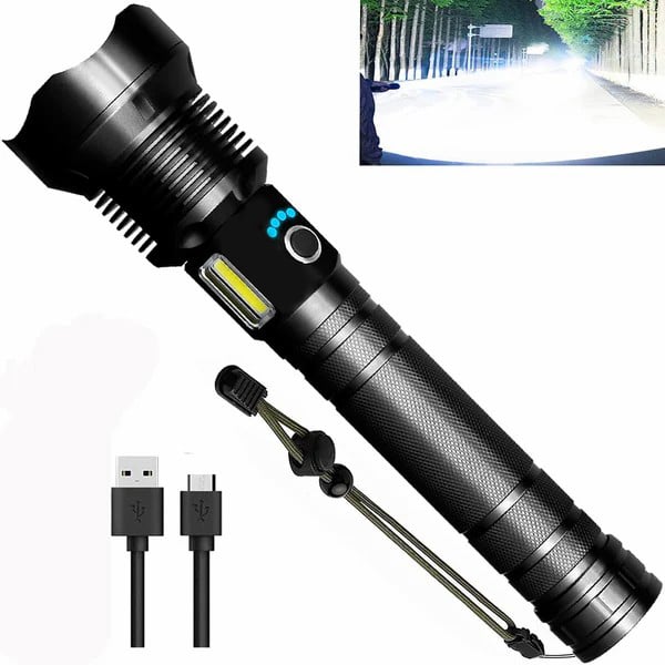 LED Rechargeable Tactical Laser Flashlight 90,000 High Lumen