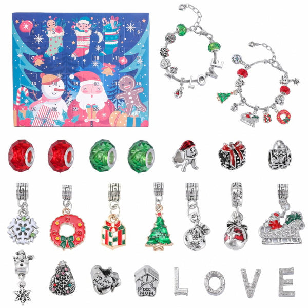 24 Pcs DIY Christmas Advent Calendar Bracelets Set