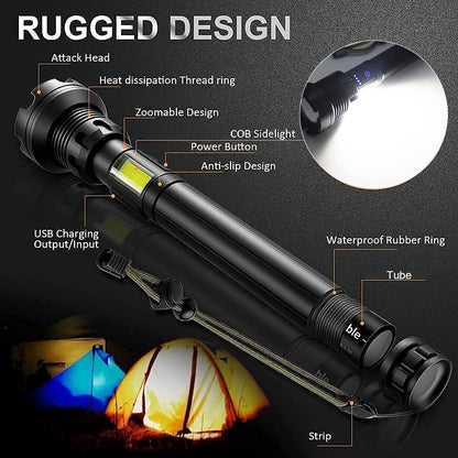 LED Rechargeable Tactical Laser Flashlight 90,000 High Lumen