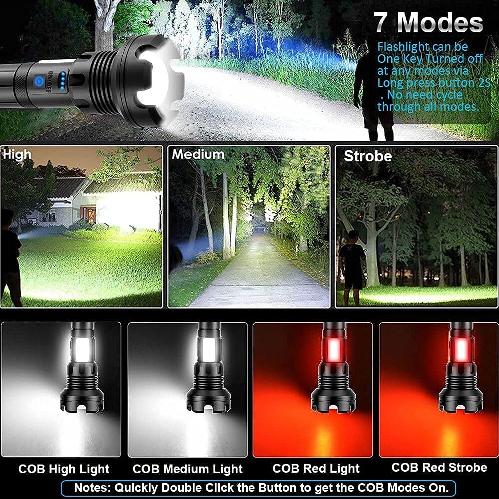 LED Rechargeable Tactical Laser Flashlight 90,000 High Lumen