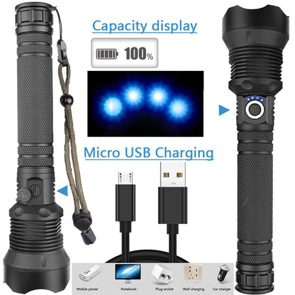 LED Rechargeable Tactical Laser Flashlight 90,000 High Lumen
