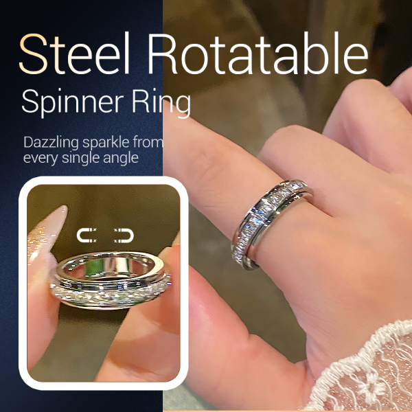 🔥 Titanium Steel Spinning Ring with Zirconia