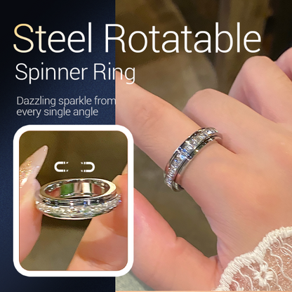 🔥 Titanium Steel Spinning Ring with Zirconia