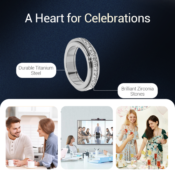 🔥 Titanium Steel Spinning Ring with Zirconia