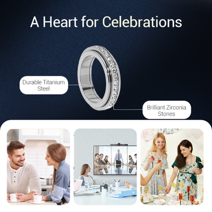 🔥 Titanium Steel Spinning Ring with Zirconia